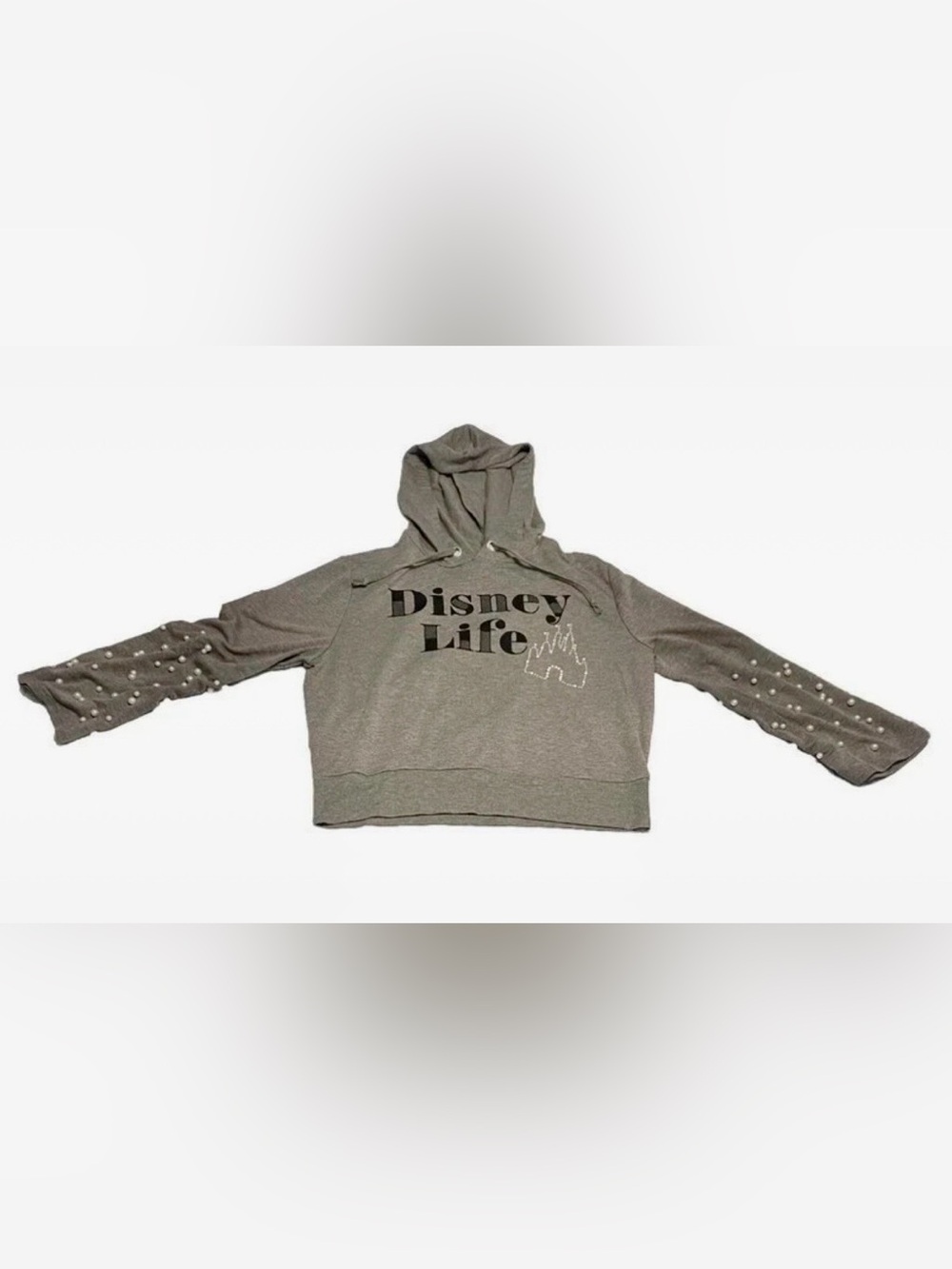 Disney Grey Hooded Sweatshirt with pearl Sleeves